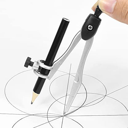 Vobou 10 pcs Math Geometry Set Student Supplies,Compass Kit Set (Black） - color: Black