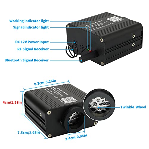 AMKI 16W Starlight Headliner Kit Twinkle+Sound Activated 350pcs 0.03in 6.5ft Cable End Glow Fiber Optic Light APP/Remote Control RGBW Starlight Box for Car Home Star Ceiling Decor - size: 350 pcs*0.03in*6.5ft