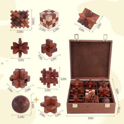 Mytothfy Wooden Brain Teaser Puzzles for Adults Teens, 3D Puzzle Game Toys - color: Style G