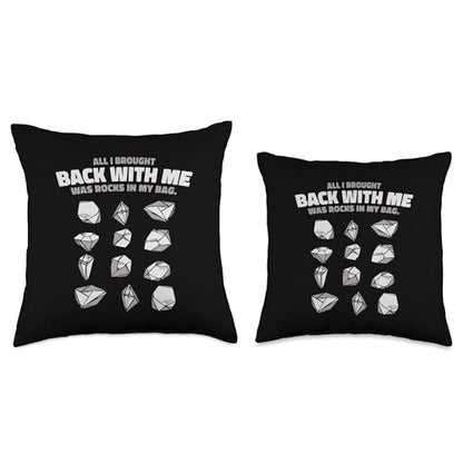 Best Rocks And Minerals Kit Guide Collection Gifts All Brought Back was Rocks in My Bag Mineral Collector Throw Pillow, 16x16, Multicolor - size: 16x16