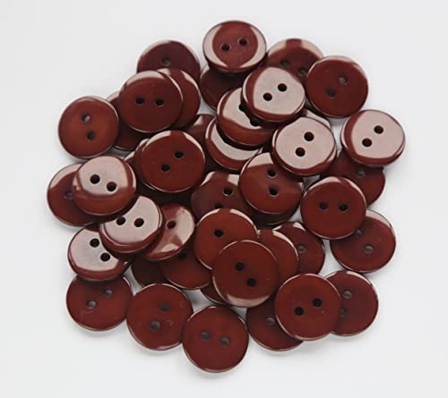 200pcs 5/8 Inch(15mm) Brown Color Buttons 2 Holes Resin Button for Sewing and DIY Crafts - color: Brown