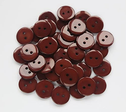 200pcs 5/8 Inch(15mm) Brown Color Buttons 2 Holes Resin Button for Sewing and DIY Crafts - color: Brown