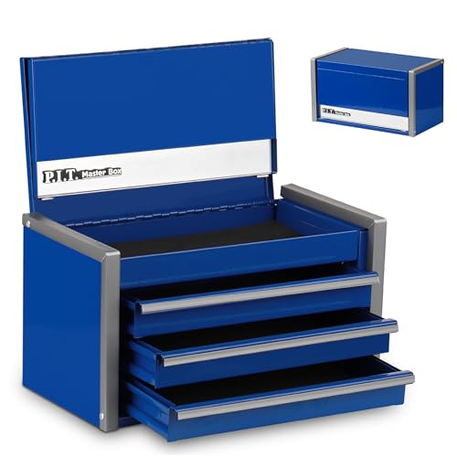 P.I.T. Mini Tool Box,3 Drawers Small Metal Toolbox for Tools Storage,Blue - color: Blue, size: 3-Drawer