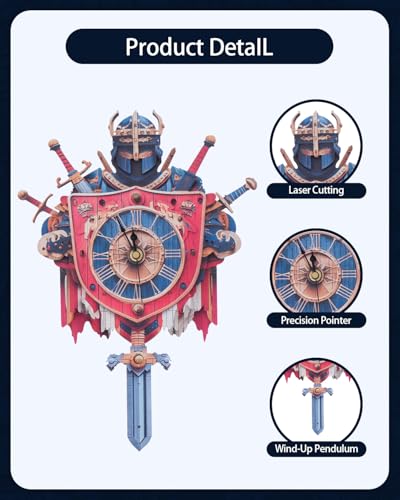 3D Wooden Puzzles for Adults, Knight Clock 3D DIY Model Kit