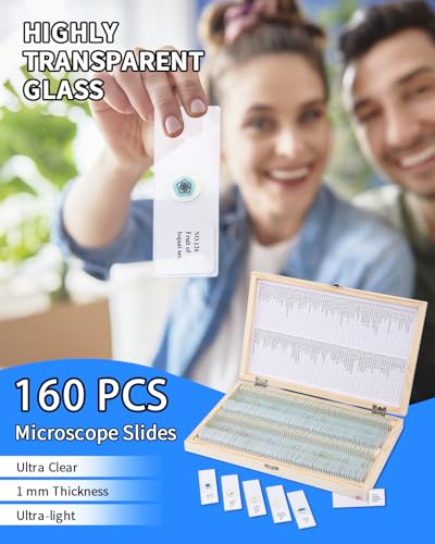 160-Pcs Microscope Slides with Specimens,Plant, Animal, Algae,etc,Educational Microscope Slides and Covers for Young Scientists,Perfect for Biology Class and Experiments - style: 160pcs