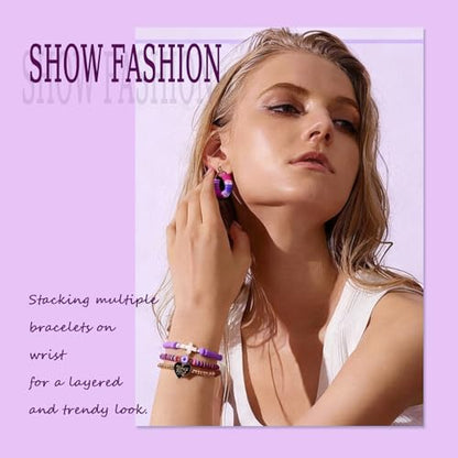 4000pcs Dark Purple Clay Beads,6mm Heishi Bead Polymer Flat Round Disc Bulk Beads for Jewelry Making,DIY Friendship Bracelet and Necklace Craft - color: Dark Purple