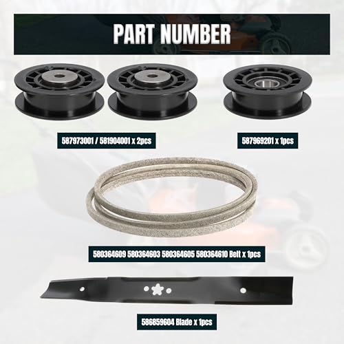 LC221A LC221AH Pulley Belt Rebuild kit Replace 587973001 580364609 587969201 with 586859604 Blade for Husqvarna 22" AWD Lawn Mowers