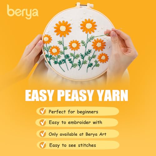BERYA Canvas Tote Bag DIY Needlepoint Embroidery Kit for Beginners - color: Chrysanthemum morifolium