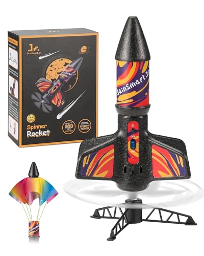 SainSmart Jr. Rocket Launcher for Kids, Motorized Air Rocket Toy with Parachute, Self-Launching up to 200 ft, Outdoor Toys for Ages 8-12, Birthday Gifts for Boys & Girls - style: Flame