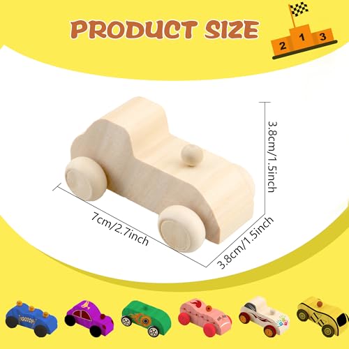 Feradny 42 Pcs Unfinished Wooden Cars Include 18 Wood DIY Car Toys Wood Car Crafts Painting with 24 Painting Tools for Kids Home Activities Arts Crafts Projects Easy Woodworking Party Favors