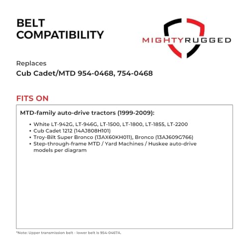 MightyRugged 954-0468, 754-0468 Upper Transmission Belt for MTD Cub Cadet - size: 41.5 in x 0.656 in