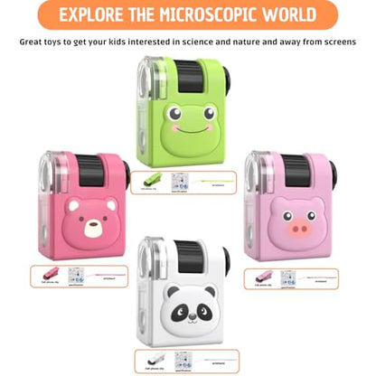 2026 New Kids Pocket Microscope Toy - 60x-80x Handheld Portable Science Kit with LED Light - STEM Educational Gift & Christmas Stocking Stuffer for Boys & Girls Age 3-12 (Pink Bear) - style: Pig