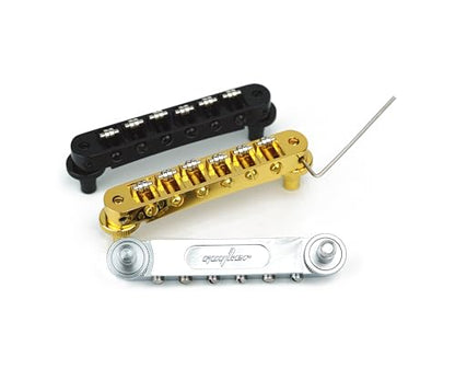 Guyker Tune-O-Matic Roller Saddle Bridge - String Space 10.5mm Guitar Bridges with Post Hole 4.2mm Replacement Compatible with Les Paul LP SG 6 String Electric Guitar GM015, Black - color: GM015, Black