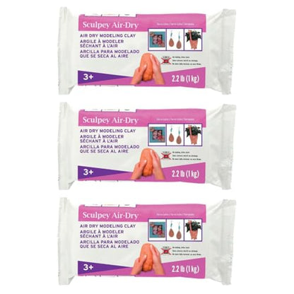Sculpey Air-Dry, Premium Air Dry Clay, Terra Cotta, No Baking Required, 2.2 lb. (1 kg), Pack of 3, 6.6 lbs. Total - color: Terra Cotta, 3-Pack