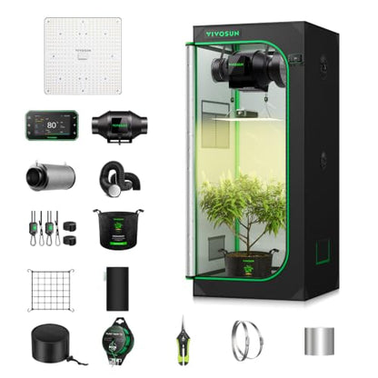 VIVOSUN 2.3x2.3ft Grow Tent Kit 150W Light Complete Smart Grow System - size: 28"x28"x63"