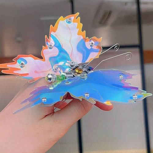 Adult 3D Metal Puzzle, Punk Butterfly Metal Model Set, 3D Puzzle Mechanical Insect Building Blocks, Fun DIY Assembly, high-end Men's Gifts - color: Colorful Butterfly