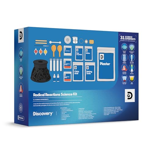 Discovery Radical Reactions Science Kit - 31 Experiments STEM Lab for Kids| DIY Activity Set with Chemistry Tools, Volcano Mold, Instant Snow| Educational Learning Toy| Gift for Boys Girls| Ages 8+
