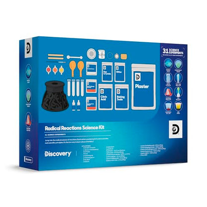 Discovery Radical Reactions Science Kit - 31 Experiments STEM Lab for Kids| DIY Activity Set with Chemistry Tools, Volcano Mold, Instant Snow| Educational Learning Toy| Gift for Boys Girls| Ages 8+