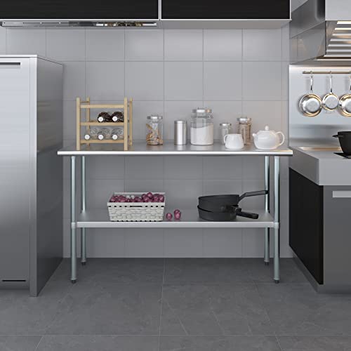 AmGood 18 in. x 60 in. Stainless Steel Work Table | Metal Kitchen Food Prep Table | NSF - size: 60 in. Long x 18 in. Deep without Wheels