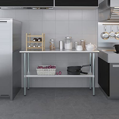 AmGood 18 in. x 60 in. Stainless Steel Work Table | Metal Kitchen Food Prep Table | NSF - size: 60 in. Long x 18 in. Deep without Wheels