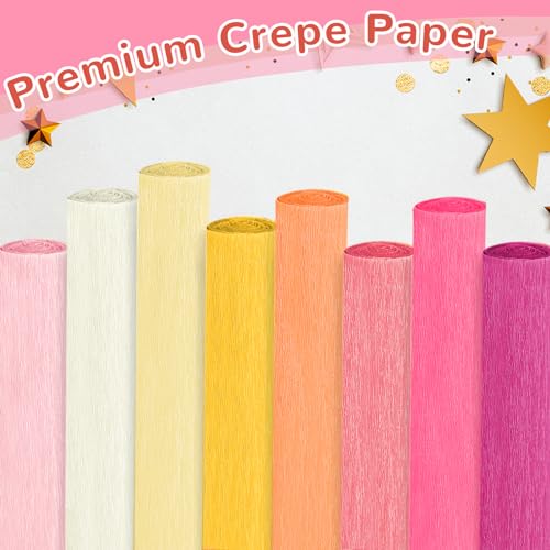 Crepe Paper Streamers 8 Rolls, 10 x 98Inch 8 Pink Colors - color: Pink