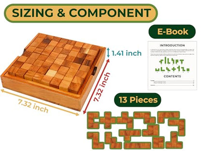 BSIRI Pentominoes Board Logic Puzzle Desk Toys Brain Games Cube Magic Educational Teaser Challenging Gift Intelligence Mind Wooden Strategy Christmas Supplies Box Master Smart Classroom