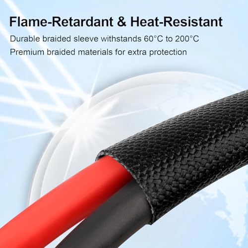 XRDS -RF Solar Panel Cable 40FT, 10AWG Solar Extension Cable with Male & Female Solar Connectors, Flame-Retardant Protective Sleeving Solar Cable, Weatherproof PV Wire for Solar Panel Connection - size: 10AWG 40FT