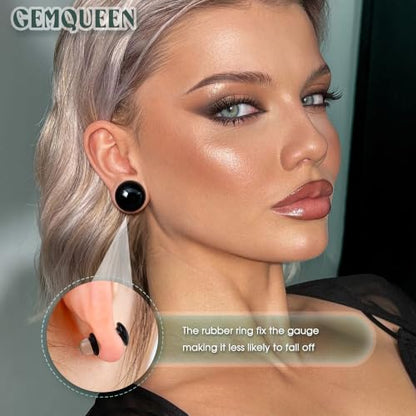 GEMQUEEN 24 Pcs 0.5mm Increments Glass Ear Stretching Kit Hypoallergenic - color: Black, size: 17mm-20mm | 8pcs
