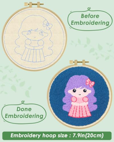 ERKOON Punch Needle Kit Beginners Adults, Zodiac Easy Embroidery Set for Starter Art Craft, Needling Punching Project with Patterns, Tools, Yarns, Hoop, Instruction (Virgo) - color: Virgo
