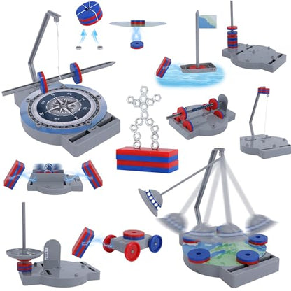 NewFamily Magnetic Science Kit for Kids, 12-in-1 STEM Physics Experiment Kit, Hands-On Magnetism Learning Toy, Ages 6 7 8 9 10 11 12