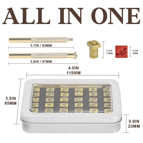 BESTNULE Leather Stamping Kit - 37pcs Set with 26 Capital Letters (5.5mm), 10 Numbers (6mm), and Stamping Handle for Leathercraft - color: 5.5mm(37pcs)