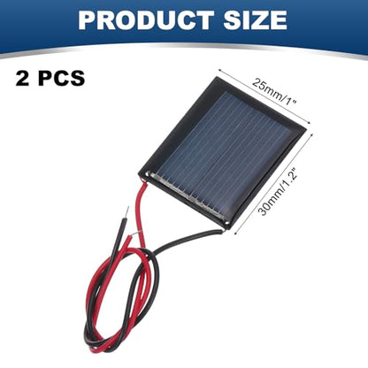 MECCANIXITY 2 Pcs 1V 0.08W 80mA Mini Solar Panels, Small Polycrystalline Solar Cell Panel with 2 Cable for DIY Electric Toy Materials Kits Charger, 30mm x 25mm - style: 1V 0.08W 80mA