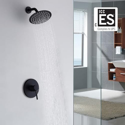 sumerain Black Shower Faucet, Matte Black Shower Fixtures Shower Mixer, Rough-in Valve Included - color: Matte Black, size: Solid Brass Valve