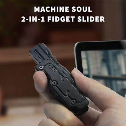 SKEDC Machine Soul Fidget Toy for Adults, Metal Fidget Slider Fidget Clicker Toy, Simulated Loading&Ratchet Play Stress Relief Toys Adults ADHD Tools Cool Gadgets for Men - color: Black