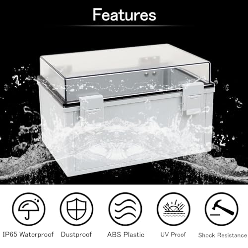 Junction Box IP65 Waterproof ABS Plastic Enclosure Hinged PC Clear Cover Electrical Project Box with Mounting Plate, Wall Brackets, Cable Glands 11.8"x 7.9" x 7.1" - color: Clear Cover, size: 11.8"x 7.9" x 7.1"