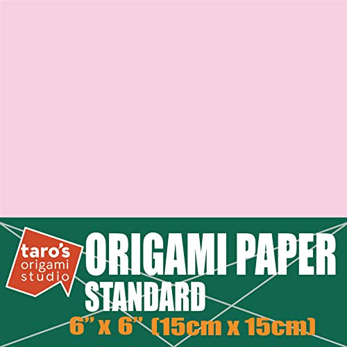 [Taro's Origami Studio] Standard 6 Inch One Sided Single Color (Light Pink) 50 Sheets (All Same Color) Square Easy Fold Premium Japanese Paper for Beginner (Made in Japan) - color: Light Pink