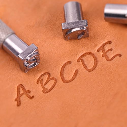 BESTNULE 37pcs Leather Stamps, 1/4" Leather Stamping Tools, Leathercraft Stamping Tool Set, 26PCS Capital Letter Leather Stamps + 10pcs Number Stamps + 1 Stamping Handle for Leather Craft - color: 6mm(37pcs)-1