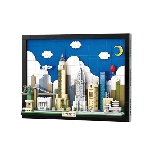 New York City Skyline Building Block Set – 1101 Pieces City Postcard Model Kit, 15.1 x 3.3 x 11.3 in, for Adults & Kids, NYC Landmark-Inspired Display for Home or Office