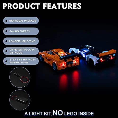 BrickBling LED Lighting Compatible with Lego Speed Champions McLaren Solus GT & McLaren F1 LM; New 2023 Light kit Compatible with Lego McLaren F1; Light up Your 76918-No Model - style: 76918 Light