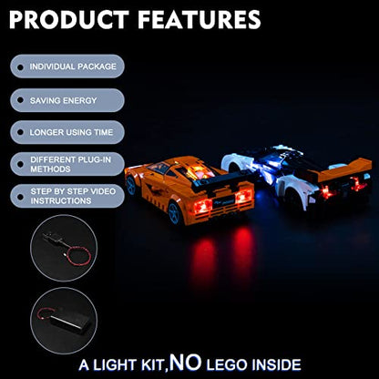 BrickBling LED Lighting Compatible with Lego Speed Champions McLaren Solus GT & McLaren F1 LM; New 2023 Light kit Compatible with Lego McLaren F1; Light up Your 76918-No Model - style: 76918 Light