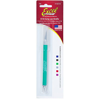 Excel Blades Soft Grip Hobby Knife, K18 with Safety Cap, American Made Light Duty Craft Knife (Green) - color: Green (1)