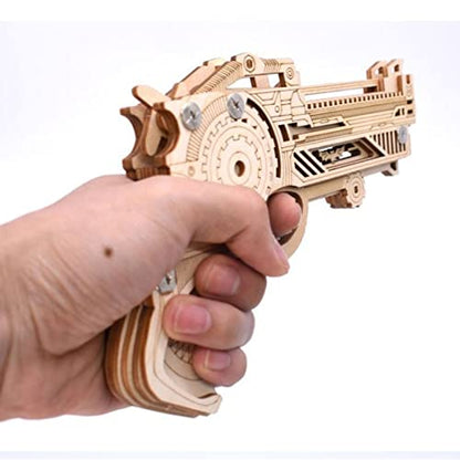 3D Wooden Puzzles for Adults Gun Rubber Bands Gun Toy DIY Building Model Kits Assembly Puzzle Gifts for Teens