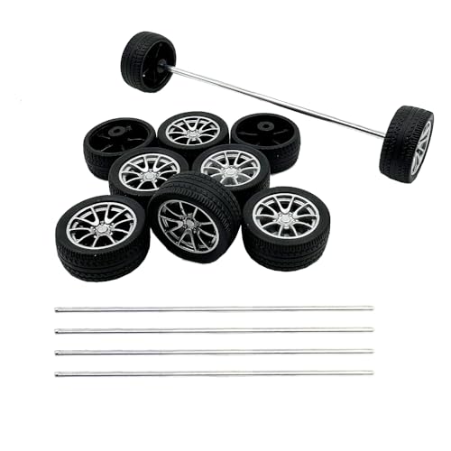 10PCS Toy Car Wheels 25mm Rubber Tire Wheels with Metal Shaft for RC Car Truck DIY Model Toy Wheel Replacement Accessories (2.5x25mm) - style: 2.5x25mm