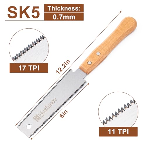 Japanese Hand Saw, 6 Inch Pull Saw with Double Edges of 11/17 TPI - size: Double-Edge