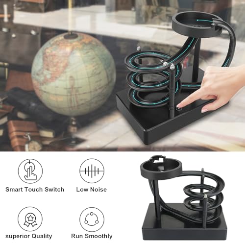 Kinetic Art Perpetual Motion Marble Machine for Home Office, Non-Stop Rolling Ball Toys Science Physics Gadget, Newtons Desktop Decoration Toys for Unisex Children Adult(Black)