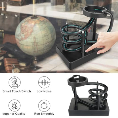 Kinetic Art Perpetual Motion Marble Machine for Home Office, Non-Stop Rolling Ball Toys Science Physics Gadget, Newtons Desktop Decoration Toys for Unisex Children Adult(Black)