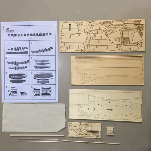HAPYLY Scale DIY Hobby Wooden Ship Science Equipmen Assembly Model Boat Kits Sailing Boat Kit Decor Toy Gift (1:30 Flattie) - size: 1:30 Flattie