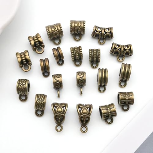 WOCRAFT 60pcs Antique Bronze Bails Space Beads Bracelet Charms for Jewelry Making Sets DIY Necklace Bracelet Keychain Crafting Charms Kit Craft Supplies (SN853) - color: Antique Bronze, size: Bails Charms