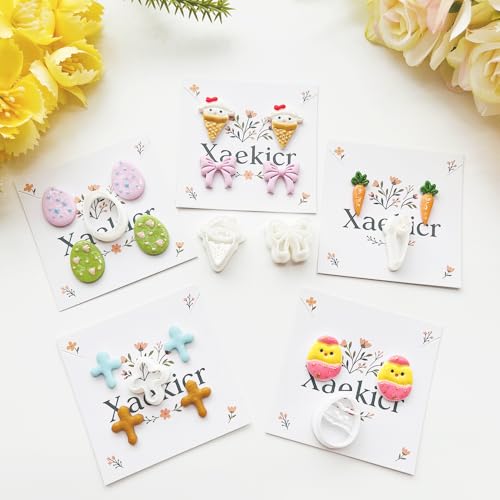 Easter Polymer Clay Cutters Set - 12pcs Sharp & Durable Bunny, Chick, Ice Cream & Egg Shapes for DIY Earring Jewelry Making, Soft Clay Crafts & Spring Holiday Supplies - color: 2K color