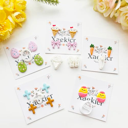 Easter Polymer Clay Cutters Set - 12pcs Sharp & Durable Bunny, Chick, Ice Cream & Egg Shapes for DIY Earring Jewelry Making, Soft Clay Crafts & Spring Holiday Supplies - color: 2K color